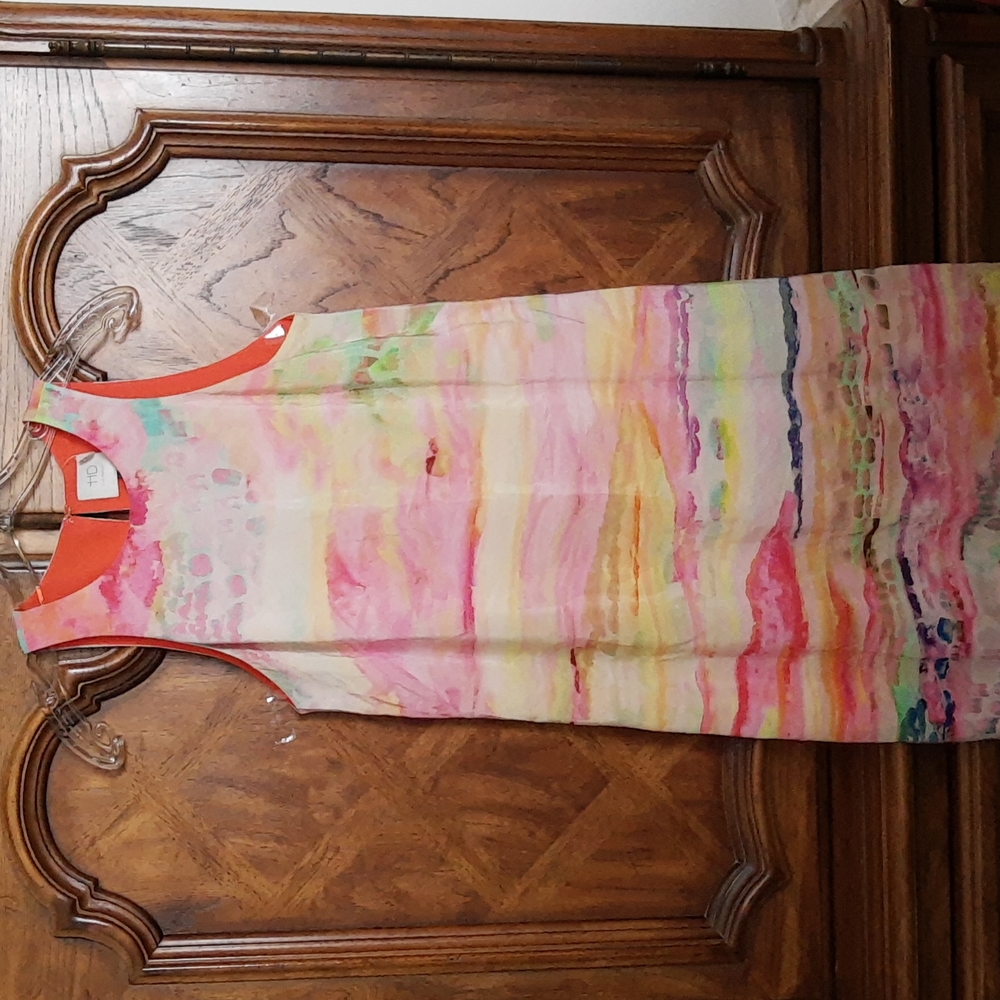 HD In Paris Sleeveless Silk Crêpe de Chine Abstract Print Dress, Size 0